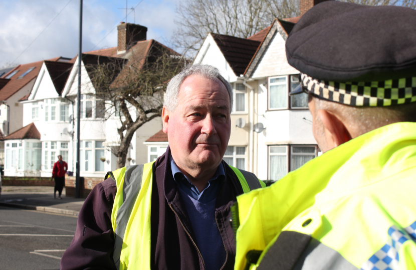 Bob Blackman at a Community Roadwatch session with the police