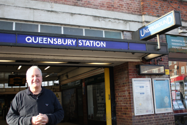 Bob Blackman standing outside Queensbury Station